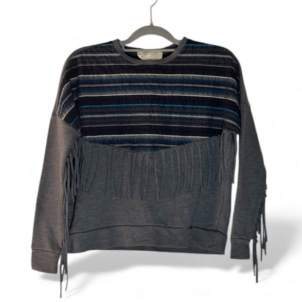 Zara Striped Fringe Sweater